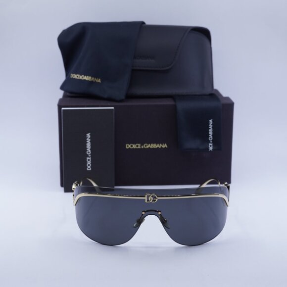 Dolce & Gabbana DG2320 02/87 Shield Sunglasses - Shiny Gold/Grey - Picture 2 of 10